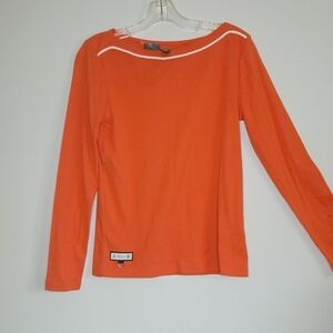 Lauren Ralph Lauren Petite Nautical Rope Accent Boat Neck Long Sleeve Top P/M